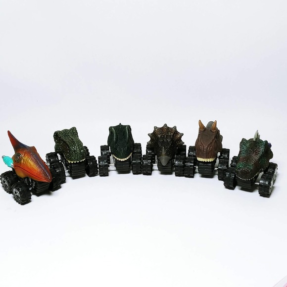 Vtg Dinosaur Heads Pull Back Racer Cars Set of 6 (eb a/b) - Picture 9 of 9